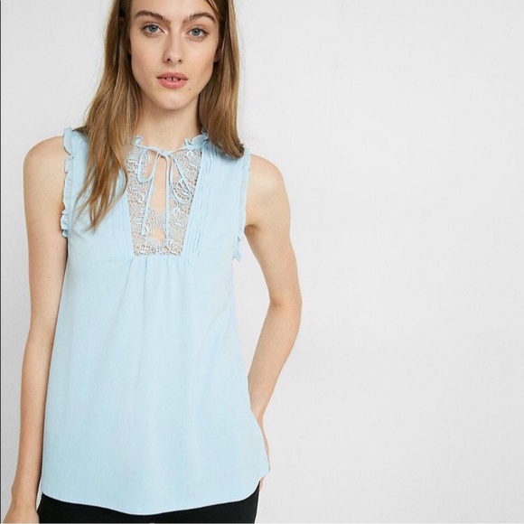Express Tie Neck Sleeveless Blouse - Picture 3 of 13